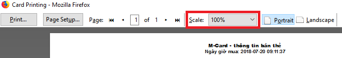 Scale 100% khi in